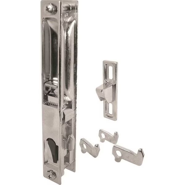 6-5/8 in. Diecast, Chrome, Door Handle & Pull, Hook Style, Flush Mount, Sliding Patio Door Lock, Prime-Line, Mfr#: MP1045